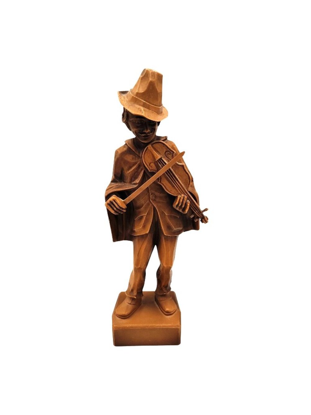 Vintage Resin Violin Player Figurine European Musician Resin Statue 8.5 Inch